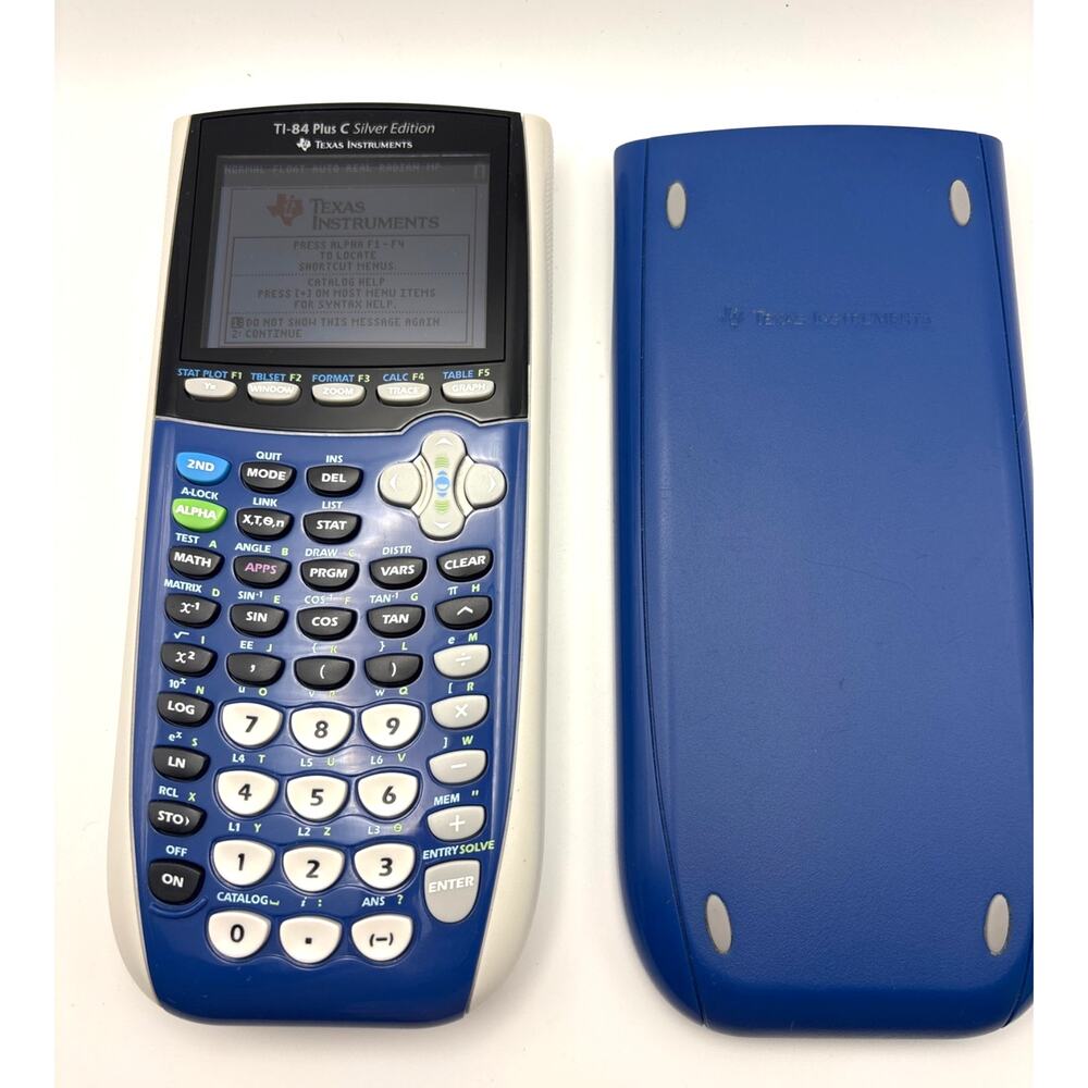 Texas Instrument TI 84 Plus C Graphing Calculator With Blue Cover Tested Works